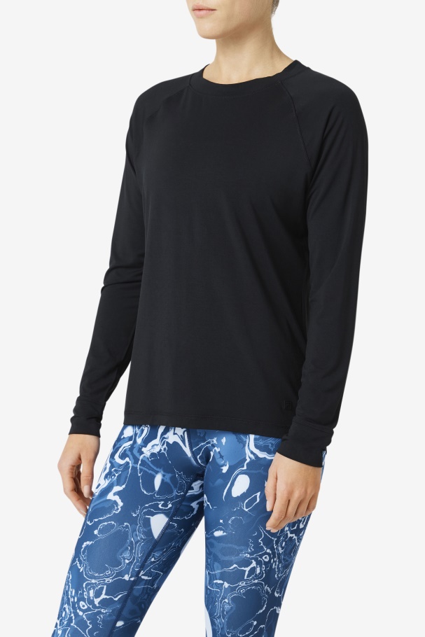 Fi-lux Mesh Costas Manga Longa Crew Fila Preto