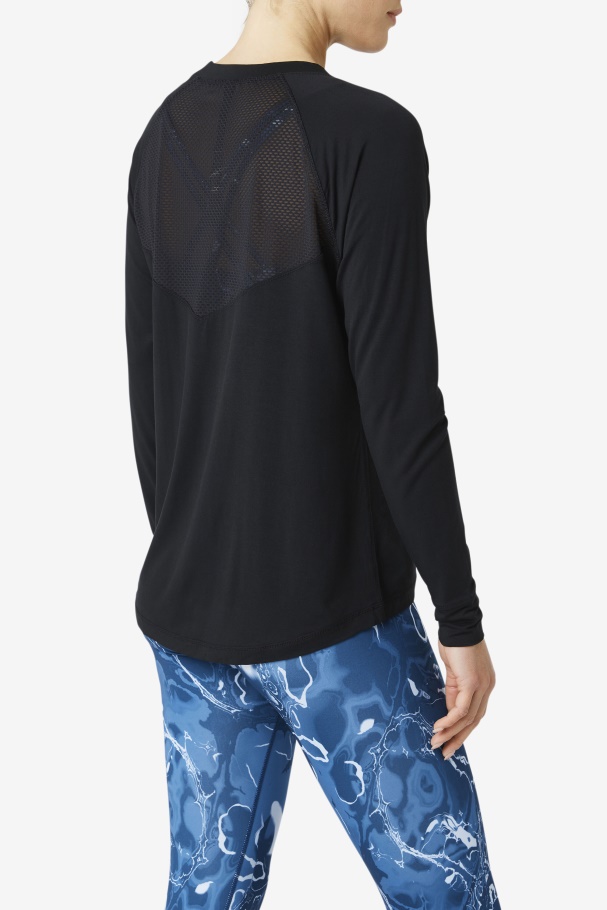 Fi-lux Mesh Costas Manga Longa Crew Fila Preto