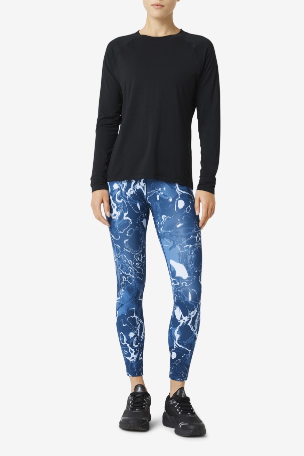 Fi-lux Mesh Costas Manga Longa Crew Fila Preto