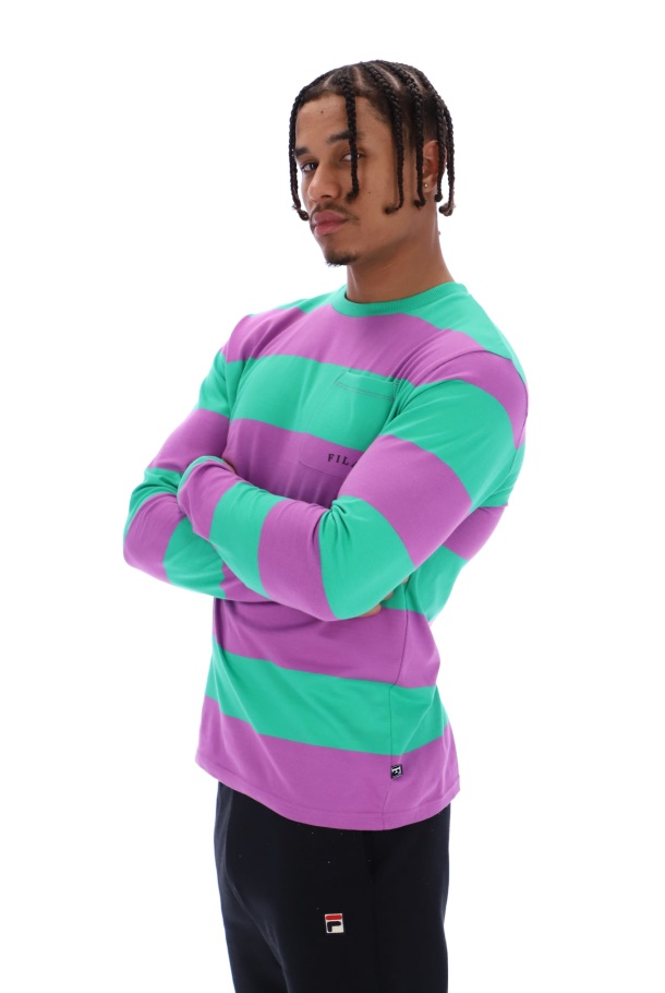 Fila Morley Camiseta Unissex Oversized Listrada Manga Longa Com Bolso