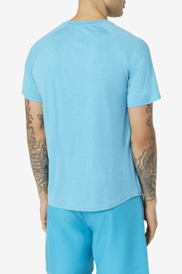 Fila Pickleball Manga Curta Tripulação Caribe Mar Urze/preto