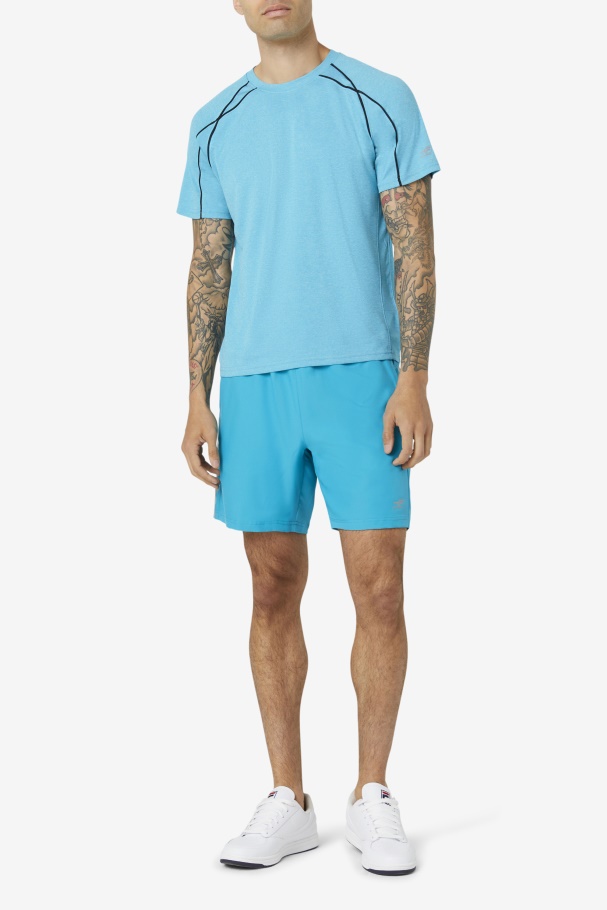 Fila Pickleball Manga Curta Tripulação Caribe Mar Urze/preto