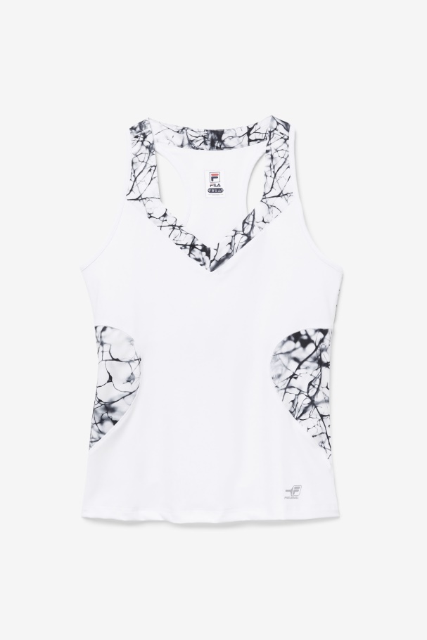 Fila Pickleball Tanque Halter Impressão Em Mármore/branco