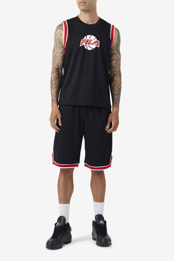 Fila Preto/vermelho/branco Ovi Short De Basquete