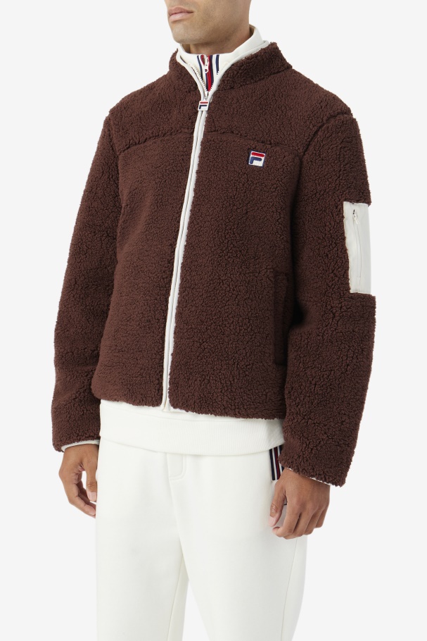 Fila Yale Jaqueta Sherpa Pedra Marrom/garça