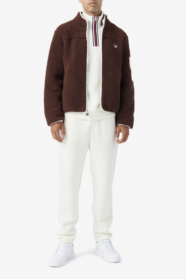 Fila Yale Jaqueta Sherpa Pedra Marrom/garça