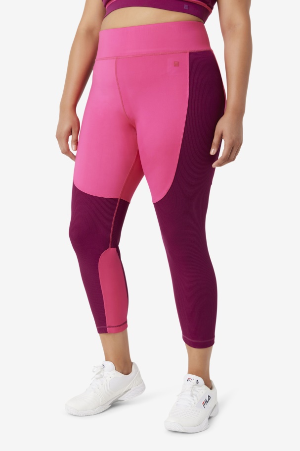 Forza Legging Longa Texturizada Rosa Brilhante/roxo Magenta Fila