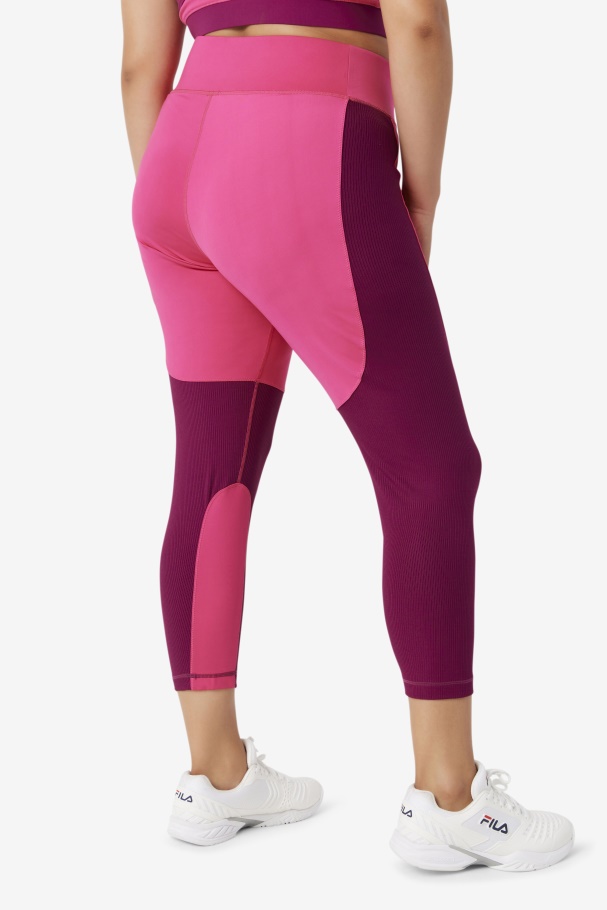 Forza Legging Longa Texturizada Rosa Brilhante/roxo Magenta Fila