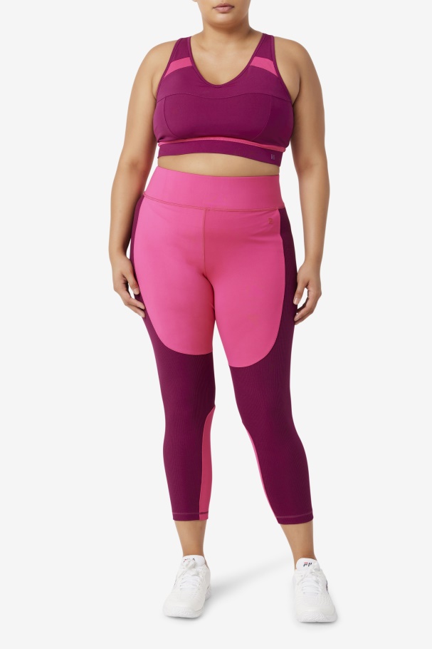 Forza Legging Longa Texturizada Rosa Brilhante/roxo Magenta Fila
