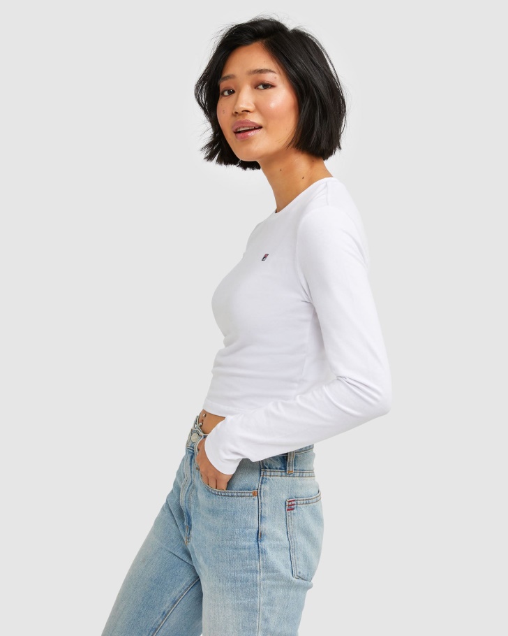 Insígnia Feminina L/s Camiseta Branca Fila