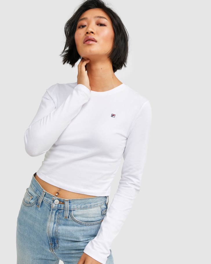 Insígnia Feminina L/s Camiseta Branca Fila