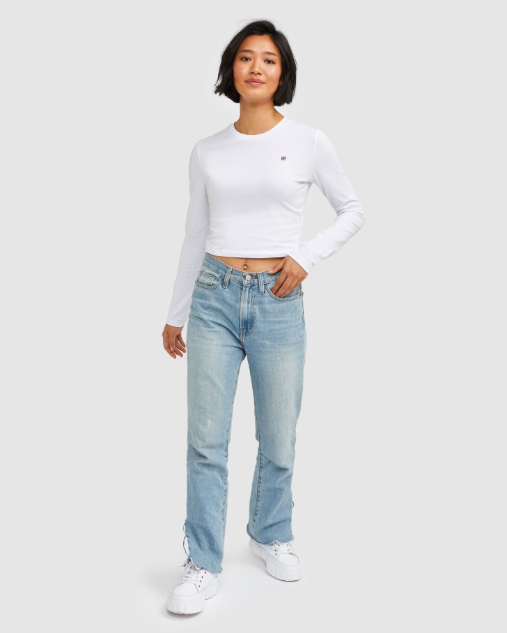 Insígnia Feminina L/s Camiseta Branca Fila