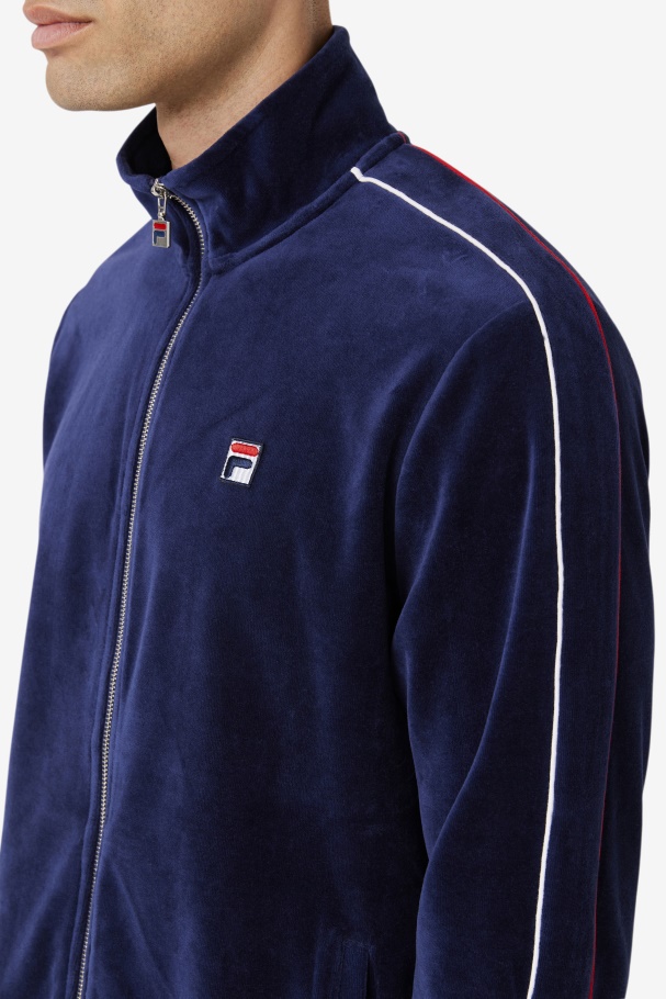 Jaqueta De Veludo Deverall Azul Marinho/branco/vermelho Fila