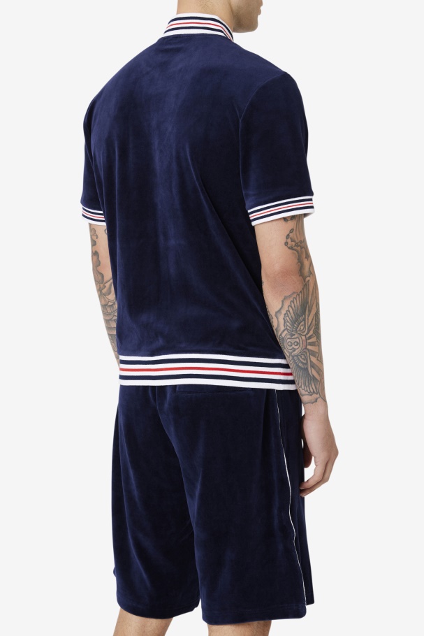 Jaqueta De Veludo Fila Estudio Azul Marinho/branco