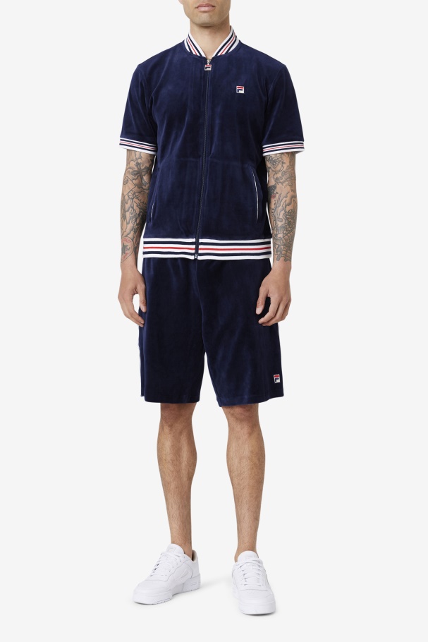 Jaqueta De Veludo Fila Estudio Azul Marinho/branco