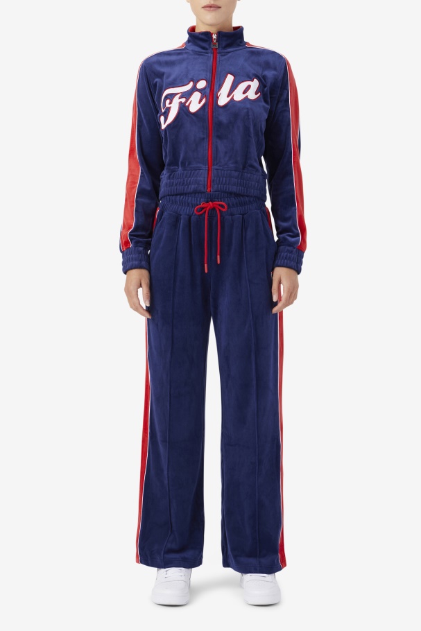 Jaqueta De Veludo Fila Marinho/branco/vermelho Valery