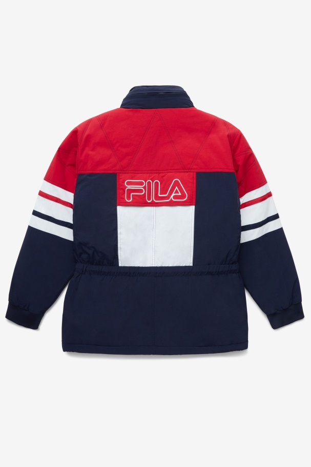 Jaquetão Parka Pavão/vermelho/branco Fila Golia