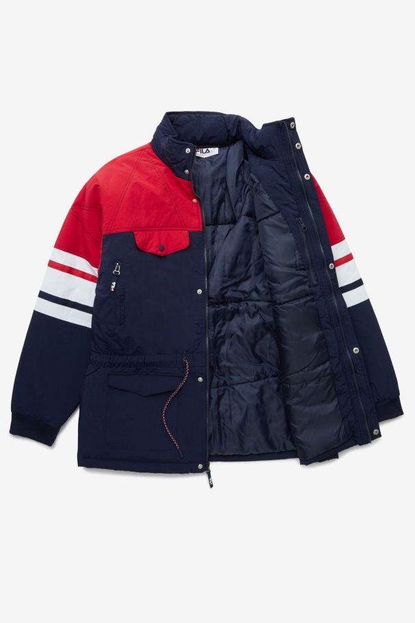 Jaquetão Parka Pavão/vermelho/branco Fila Golia