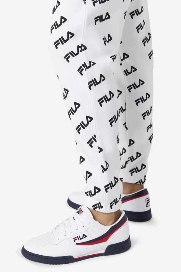 Jogger Com Logo Diagonal Em Fila Branco/preto