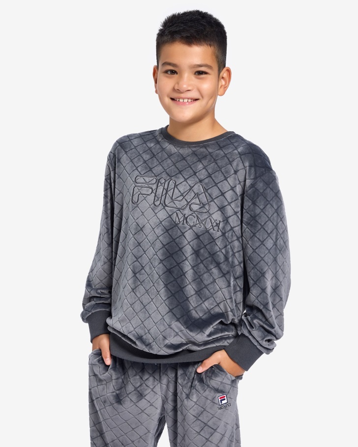 Kids Sloane Crew Black Oyster Fila