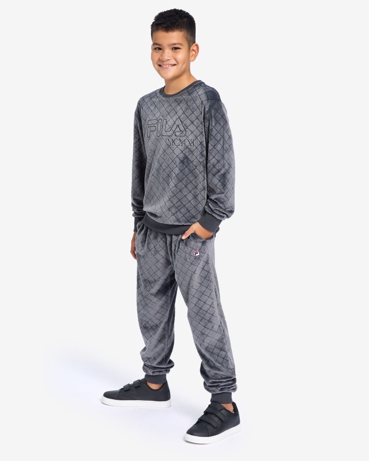 Kid\s Sloane Crew Black Oyster Fila