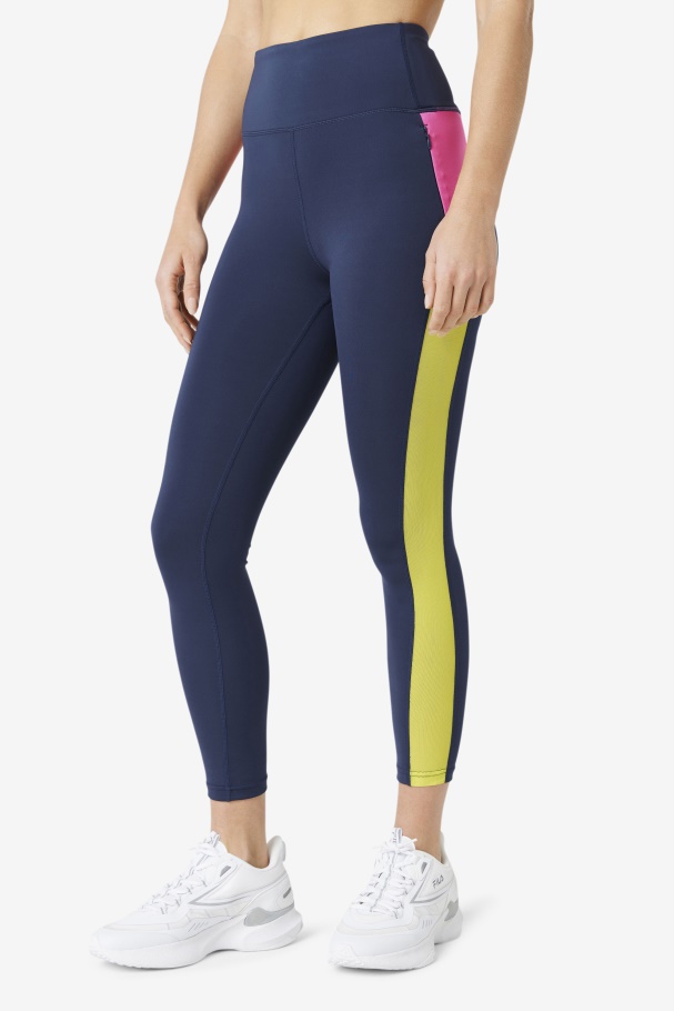 Legging Azul Marinho/azaléia/enxofre Forza Contraste 7/8