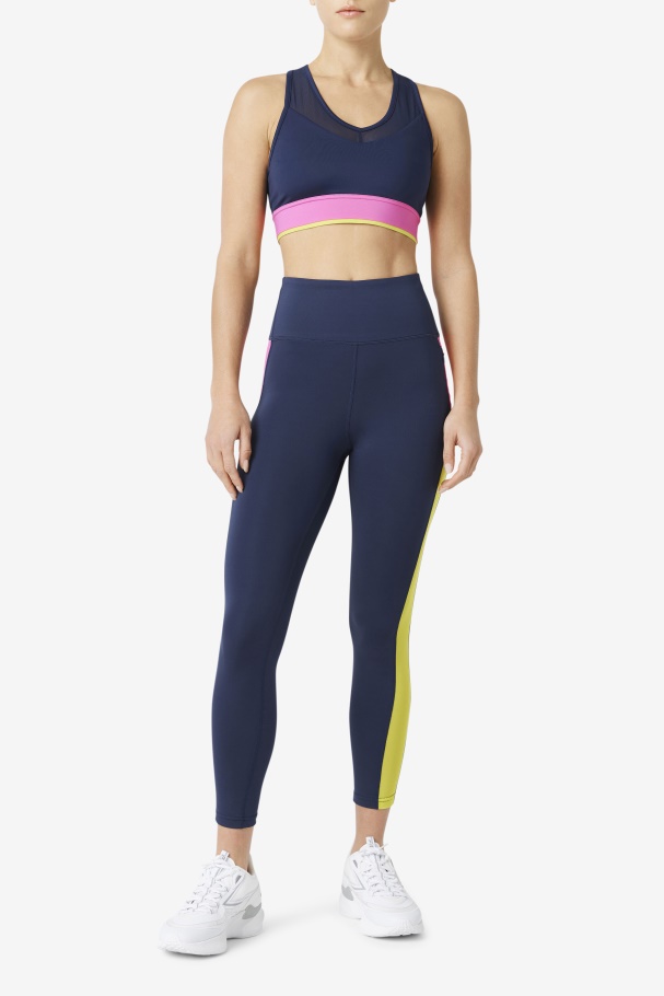 Legging Azul Marinho/azaléia/enxofre Forza Contraste 7/8