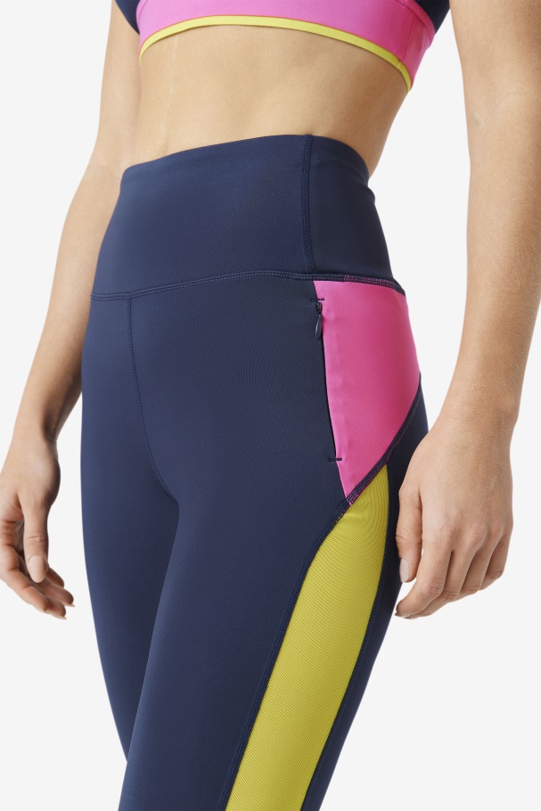 Legging Azul Marinho/azaléia/enxofre Forza Contraste 7/8