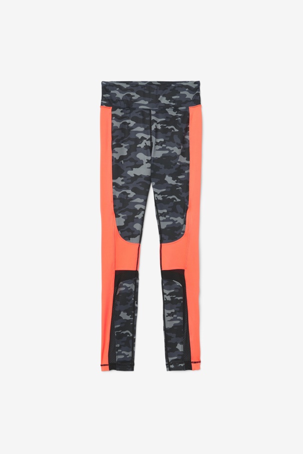 Legging Fila Camuflada Escura/coral/preto