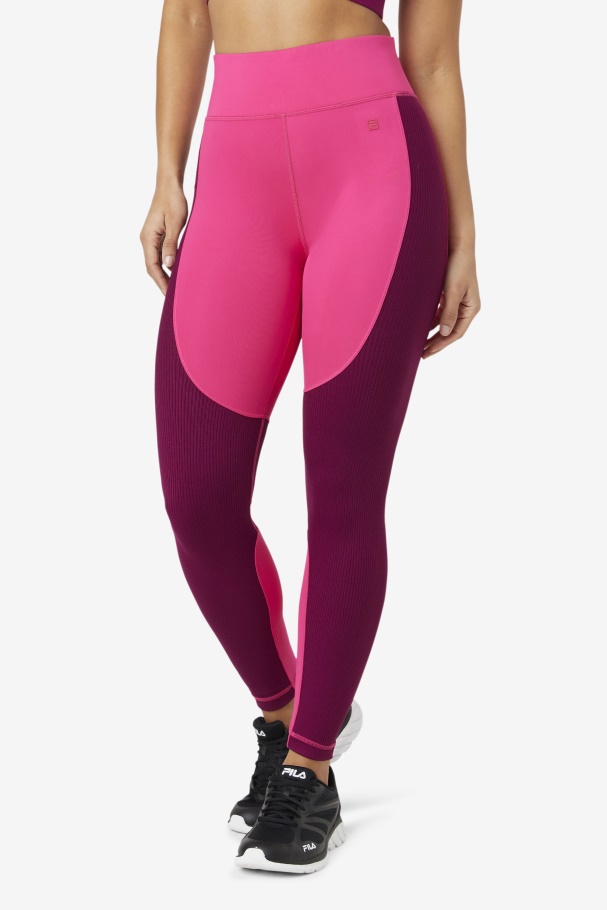 Legging Longa Texturizada Fila Pink/magenta Roxo Forza