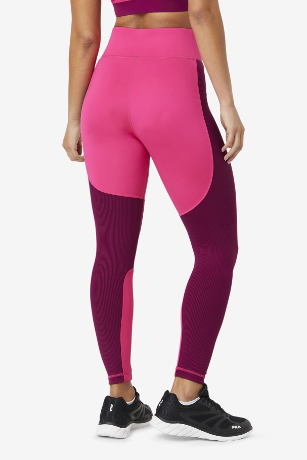 Legging Longa Texturizada Fila Pink/magenta Roxo Forza