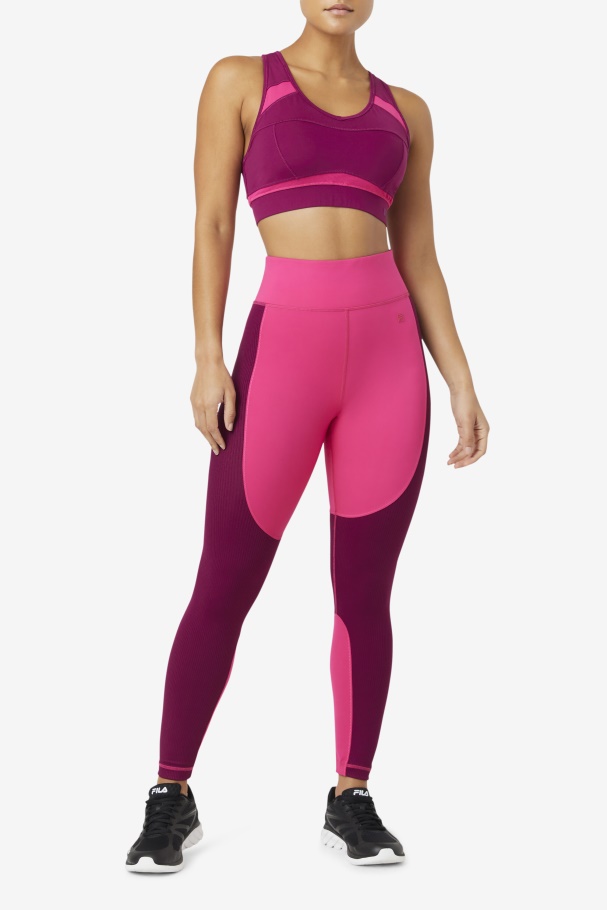 Legging Longa Texturizada Fila Pink/magenta Roxo Forza