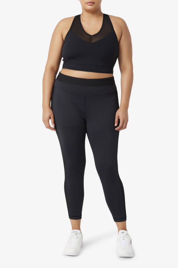 Legging Preta Cintura Alta Textura Fila Forza