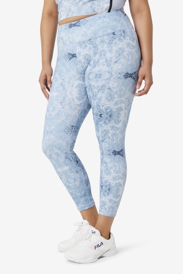 Leggings Elegantes 7/8 Forza Com Estampa De Névoa Azul Fila