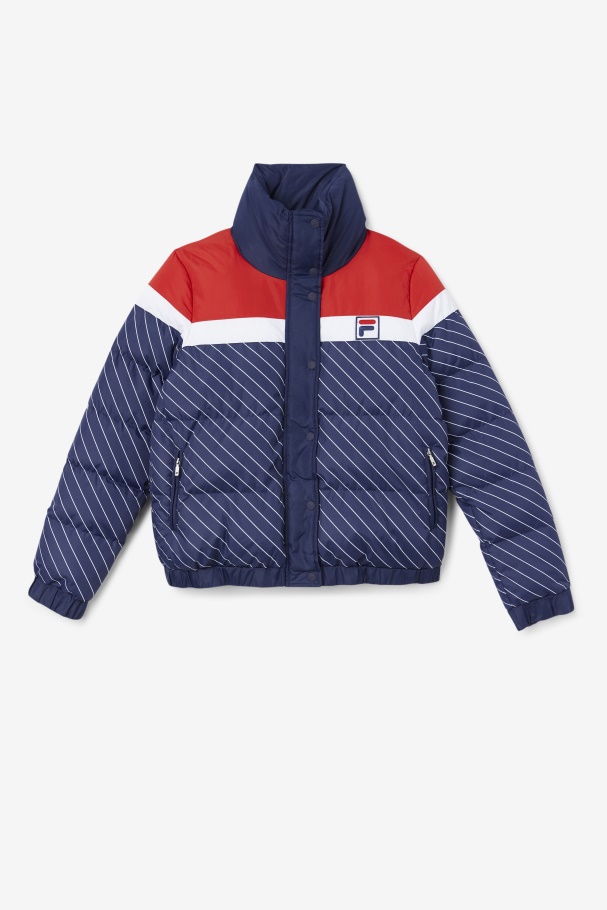 Lottie Jaqueta Puffer Marinho/branco/vermelho Fila