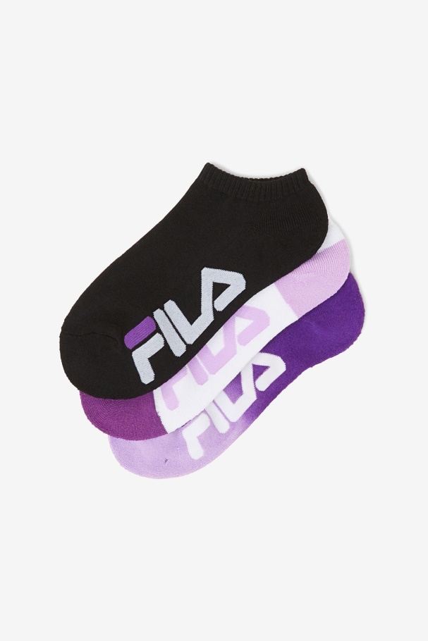 Meia Dip Dye Feminina No Show Pacote Com 3 Fila Roxo