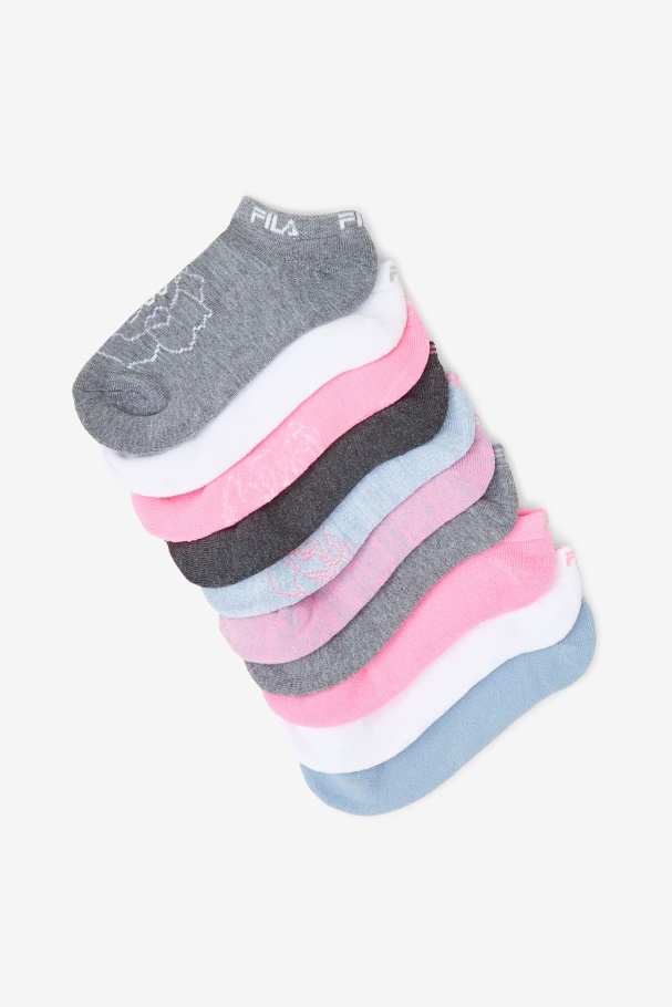 Meia Feminina Floral Invisivel Pacote Com 10 Ltblue Fila