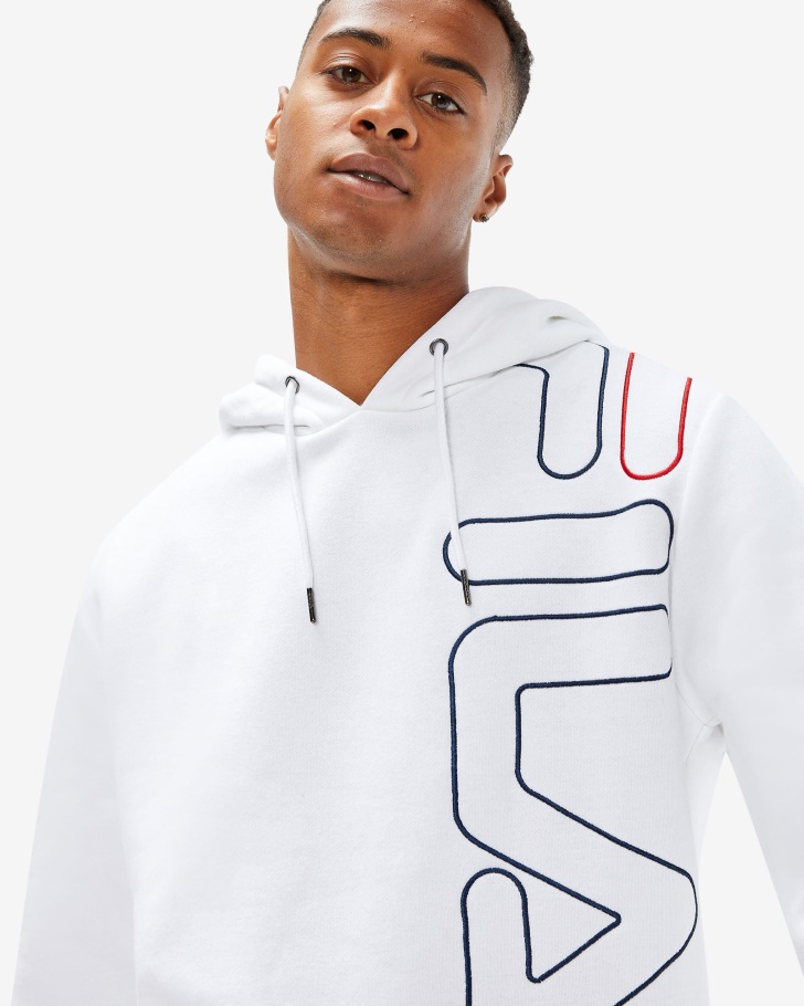 Moletom Branco Com Capuz Branco Da Marca Fila