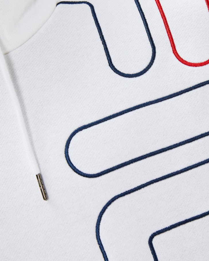 Moletom Branco Com Capuz Branco Da Marca Fila