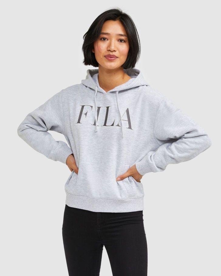 Moletom Com Capuz Feminino Isidora Fila Cinza Claro Marle