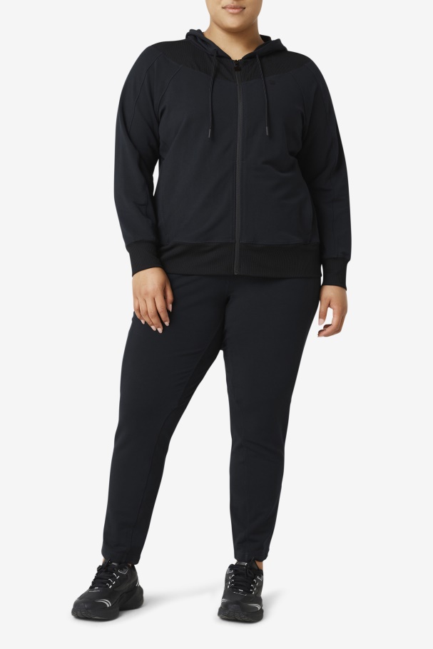 Moletom Com Capuz Slim Com Zíper Fila Preto Fi-lux