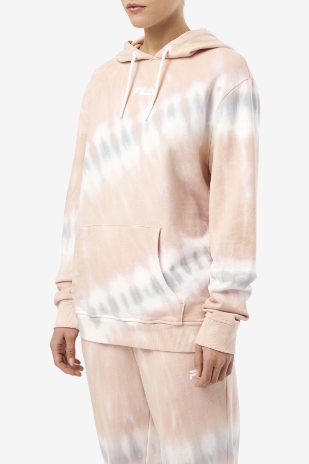 Moletom Com Capuz Tie Dye Fila Aerolynn Gardênia/branco/bloco Belga