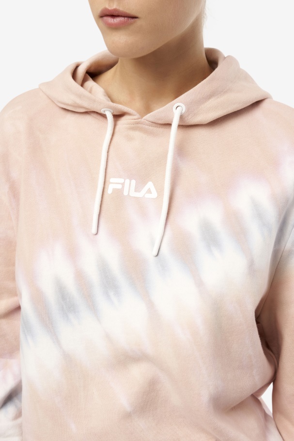 Moletom Com Capuz Tie Dye Fila Aerolynn Gardênia/branco/bloco Belga