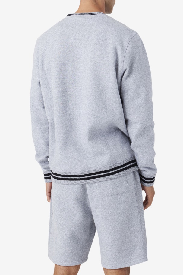 Moletom Taylor Gola Redonda Cinza Claro Marl/preto/mimosa Fila