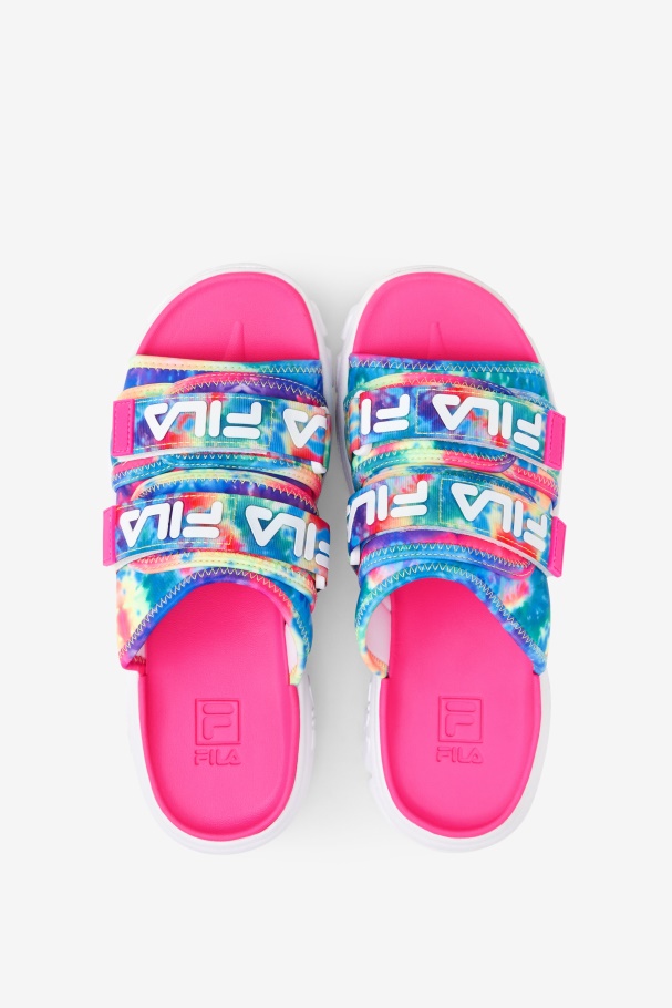 Multi/branco/rosa Glo Feminino Tie Dye Ao Ar Livre Slide Fila