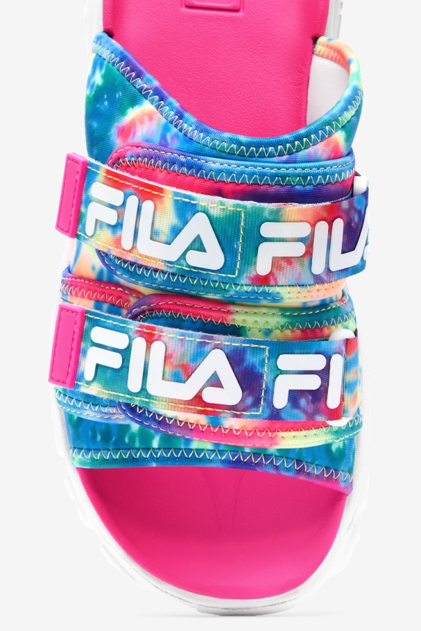 Multi/branco/rosa Glo Feminino Tie Dye Ao Ar Livre Slide Fila