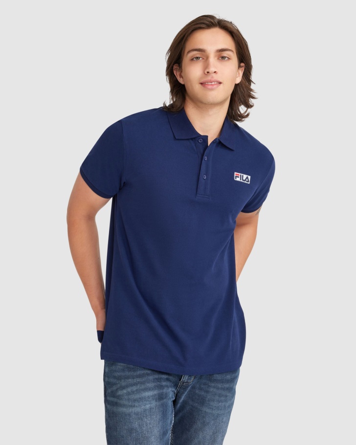 Nova Camisa Polo Masculina Azul Marinho Fila Asher