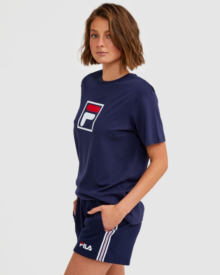 Novo Unissex Alto Tee Fila Azul Marinho