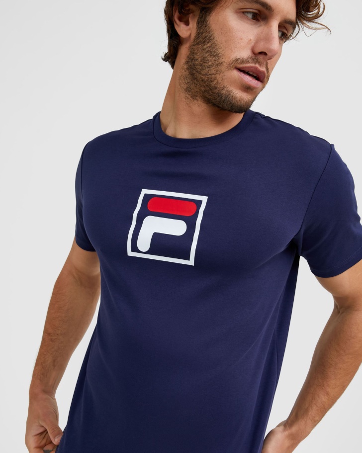 Novo Unissex Alto Tee Fila Azul Marinho