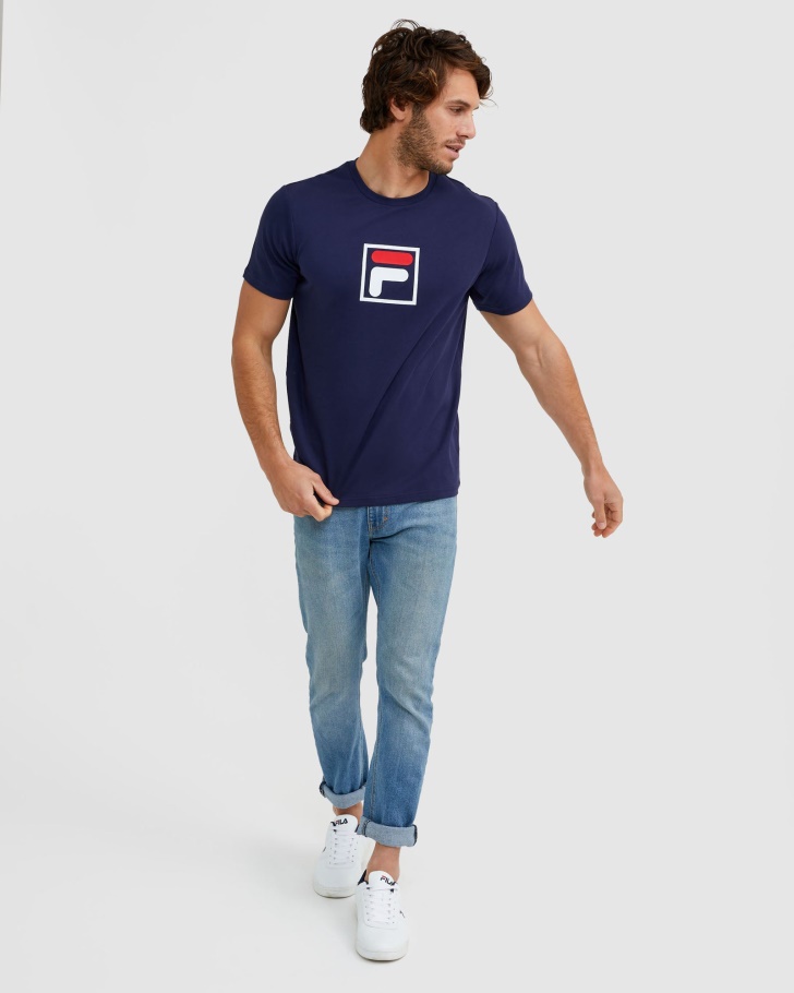 Novo Unissex Alto Tee Fila Azul Marinho